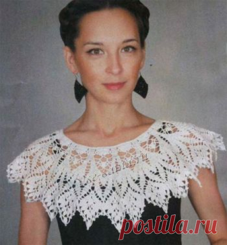 Воротник крючком - Соблазн. Описание, схема и выкройка