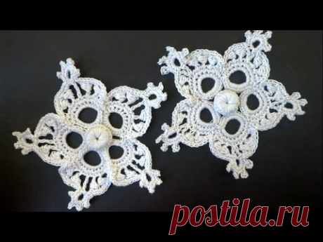 Crochet snowflake -  как вязать снежинку