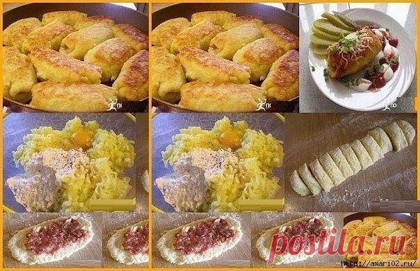 Картофельные рулетики с мясной начинкой.