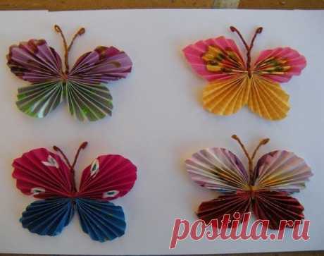Бабочки из бумаги — Поделки с детьми