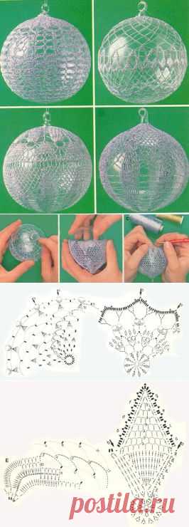 Обвязываем новогодний шар