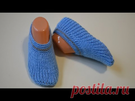 Бесшовные тапочки спицами