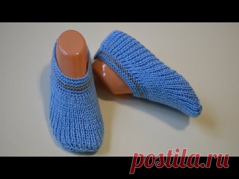 Бесшовные тапочки спицами