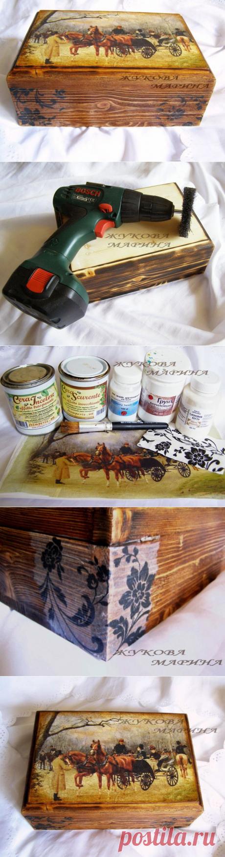 Мастер класс по состариванию дерева и имплантированию (вживлению) салфетки.