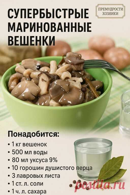 СУПЕРБЫСТРЫЕ МАРИНОВАННЫЕ ВЕШЕНКИ — ГОТОВЫ УЖЕ ЧЕРЕЗ 2 ЧАСА! 📌... | Интересный контент в группе Мудрая Хозяйка