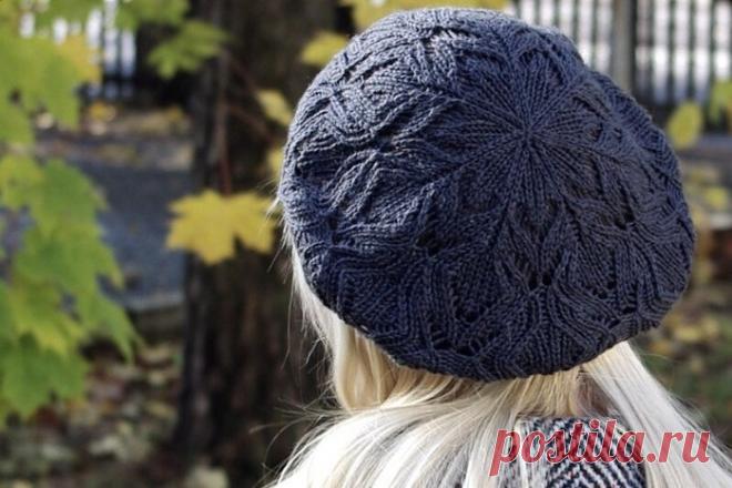 Ажурный берет спицами
