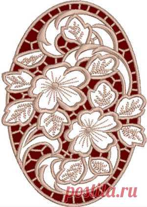 Advanced Embroidery Designs - Cutwork Oval Geranium Lace