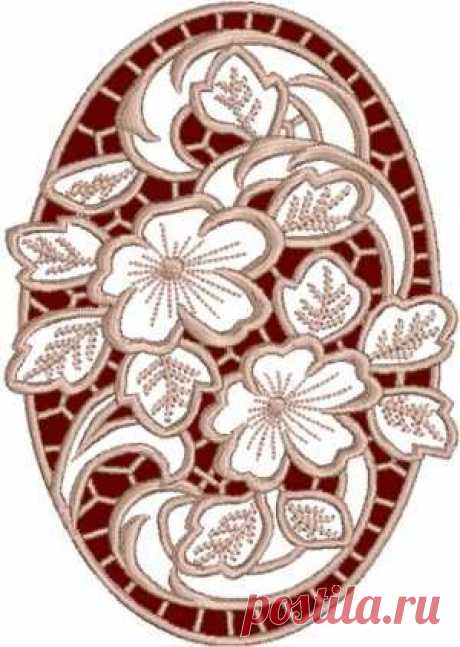 Advanced Embroidery Designs - Cutwork Oval Geranium Lace
