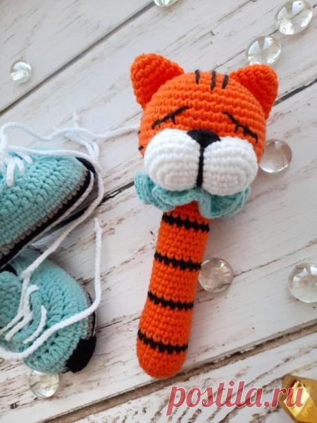 Видео МК вязаная погремушка тигренок крючком с описанием