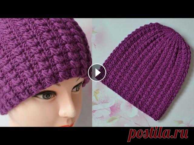 Шапка крючком. Новый узор. Мастер класс.  Hat crochet pattern Подробный мастер класс по вязанию шапки крючком, можно связать на любой размер. Размерная таблица - Подписывайтесь на мой канал, чтобы не пропустить н...