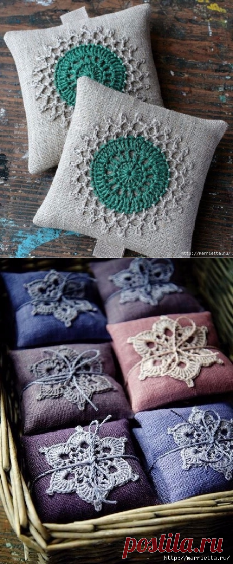 Подушечки саше с кружевом крючком. Схемы — HandMade