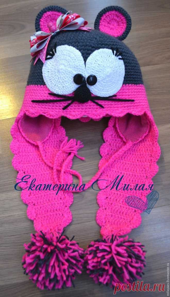 Вяжем крючком шапочку-мышку - Ярмарка Мастеров - ручная работа, handmade