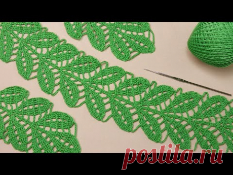 Ленточное кружево &quot;ЛИСТИКИ&quot; вязание крючком МОТИВЫ ИРЛАНСКОГО КРУЖЕВА Crochet Lace Ribbon Tape