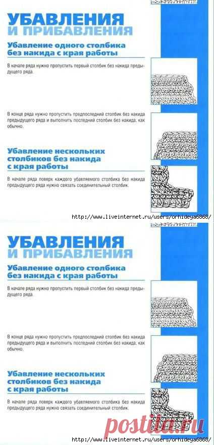 УБАВЛЕНИЯ И ПРИБАВЛЕНИЯ петель при вязании крючком..