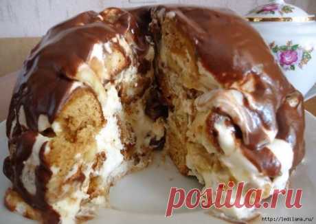 Торт без выпечки: из бананов, пряников и сметаны