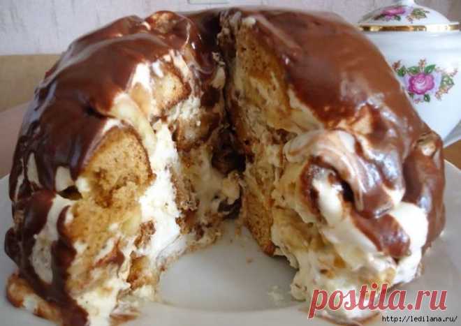 Торт без выпечки: из бананов, пряников и сметаны