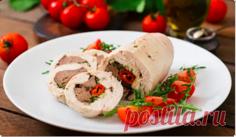 Куриный рулет с печенью