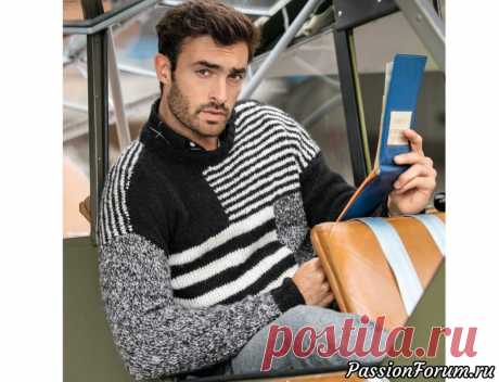 Черно-белый мужской джемпер. МК - запись пользователя Светка Соколова (Светлана) в сообществе Вязание спицами в категории Вязание спицами для начинающих Черный и белый в разных сочетаниях – основа этого строгого мужского джемпера.