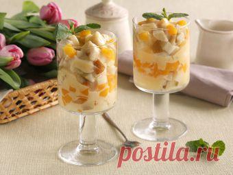 Нежный десерт из фруктов с заварным кремом - домашний рецепт от Простоквашино