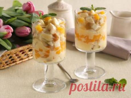 Нежный десерт из фруктов с заварным кремом - домашний рецепт от Простоквашино