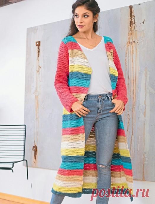 Летнее пальто в полоску