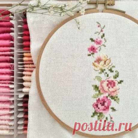 Запись на стене Изящный цветочный орнамент (Вышивка крестом)