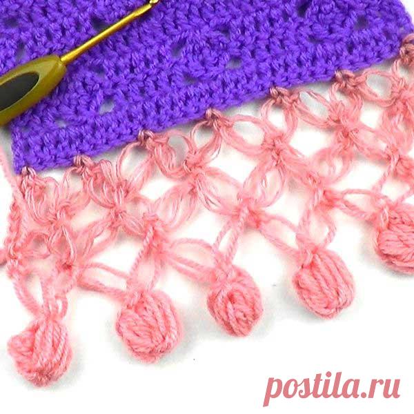 Нежная обвязка для шали с шишечками