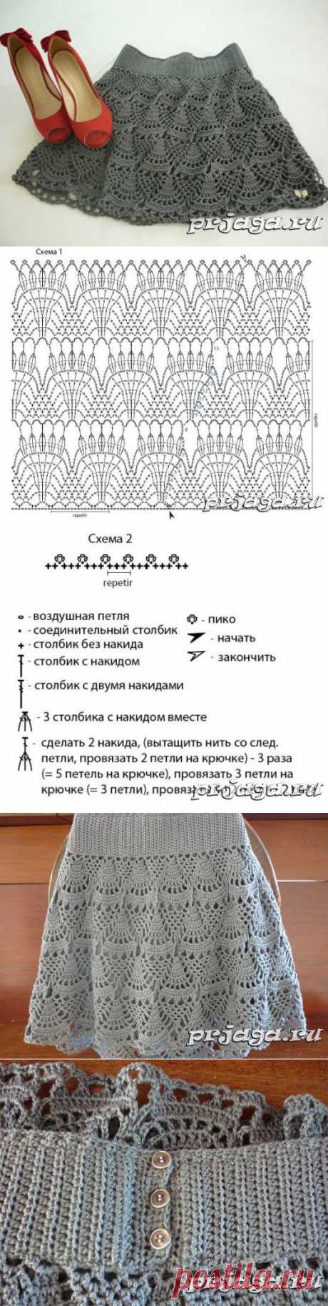 Юбка вязаная крючком, простая схема
