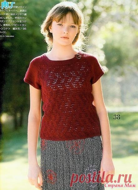Летняя кофточка с рукавами реглан и ажурным узором по переду.. Спицы. - ВЯЗАНАЯ МОДА+ ДЛЯ НЕМОДЕЛЬНЫХ ДАМ - Страна Мам