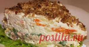 Салат из печени трески с яблоками и грецкими орехами Забытые салаты советской эпохи