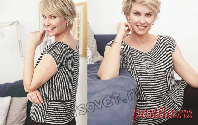 Черно-белый топ платочной вязкой - Хитсовет