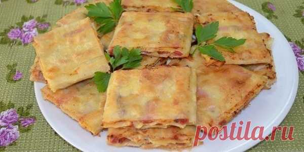 Жареный лаваш с колбасой и сыром | NashaKuhnia.Ru
