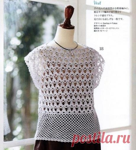 Интересная летняя кофточка крючком