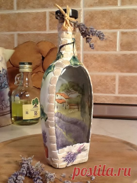 Оригинальная техника декора бутылки - обратный декупаж