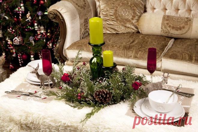 Новогодняя сервировка . Фотографии красивых интерьеров