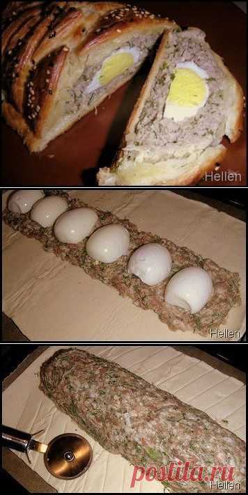 Мясной рулет с яйцом