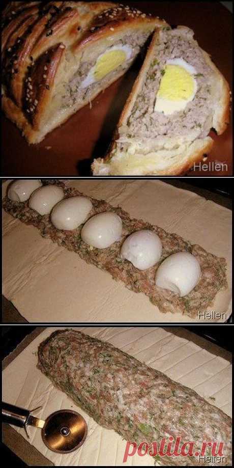 Мясной рулет с яйцом