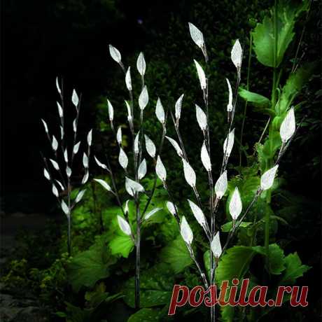 60led branch leaf tree solar power lawn light groud stake outdoor garden waterproof yard lamp Sale - Banggood.com