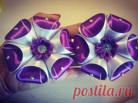 бант из ленты Kanzashi\bloemen gemaakt van satijnen lint decoratie\şerit çiçekler