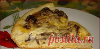 Грибная пицца-пирог. Потрясающая вкусность! Делается легко и быстро.