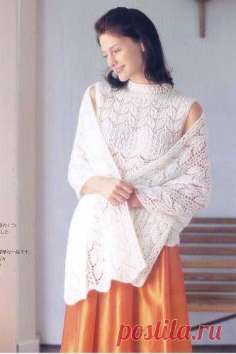 Белый ажурный топ с палантином - 6 Топы - Женская одежда - Каталог альбомов - SANA петелька