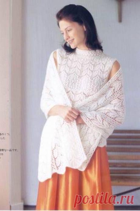 Белый ажурный топ с палантином - 6 Топы - Женская одежда - Каталог альбомов - SANA петелька