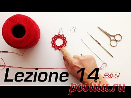 Chiacchierino Ad Ago - 14˚ Lezione Orecchino a Cerchio Con Perline Bijoux Tutorial Come Fare Tatting - YouTube