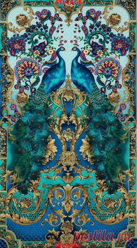 RESERVED DR. V. Turquoise color Peacock print fabric from Timeless Treasures per…