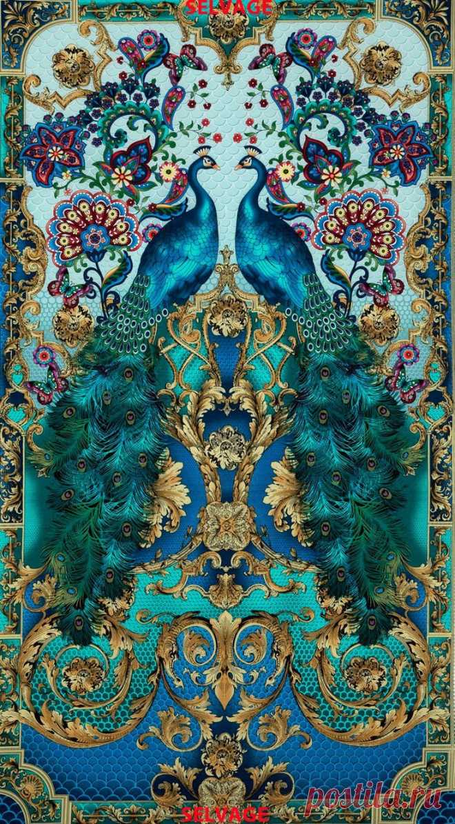 RESERVED DR. V. Turquoise color Peacock print fabric from Timeless Treasures per…