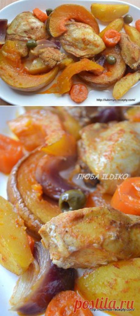 Курица с тыквой, красным луком и картофелем | 4vkusa.ru