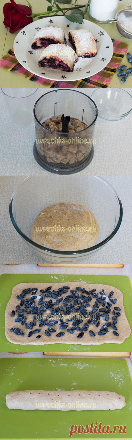 ✔️Выпечка с жимолостью – рулет с ягодами: рецепт с фото