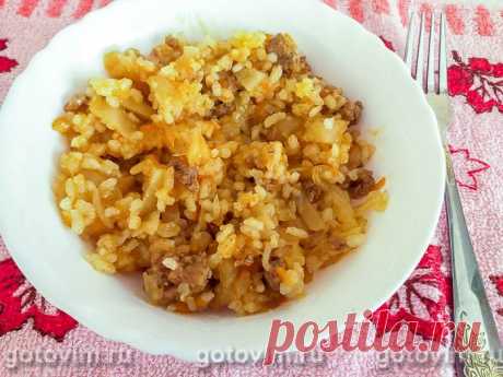 Капуста, тушенная с мясным фаршем и рисом. Рецепт с фото / Готовим.РУ