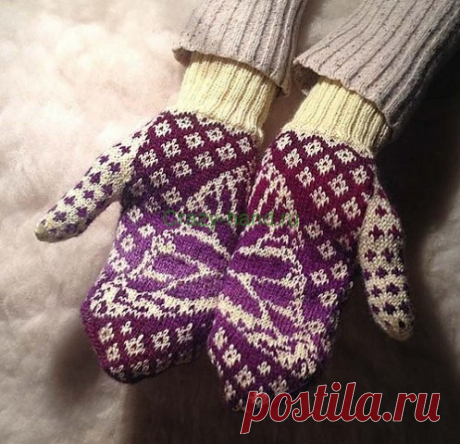 Варежки с бабочкой | Crazy-hand.ru