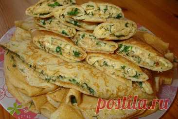 Конвертики из блинов с сыром и зеленью — Сад Заготовка